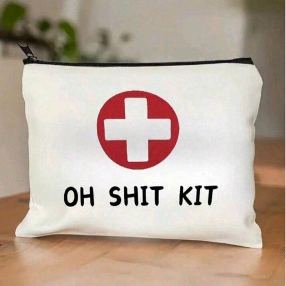 “Oh Shit‎ Kit” White Cosmetic Bag (BRAND-NEW & SO CUTE!)